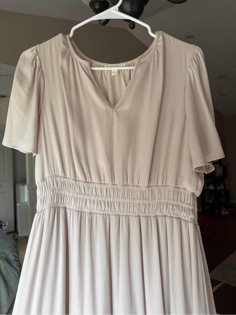 Smocked Waist Maxi Dress in Soft Cream